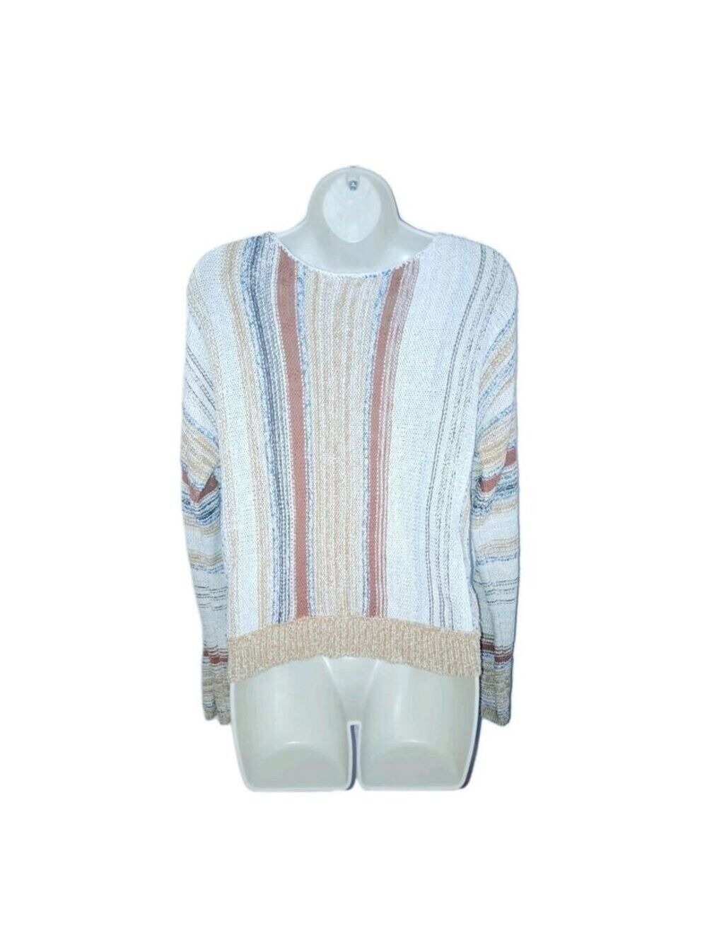 Crop Top XL Long Sleeved Knit Knot V Neck Sweater Striped Multicolor - Picture 5 of 6